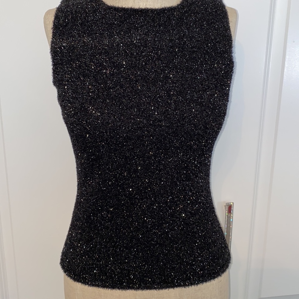 Black tinsel tank top